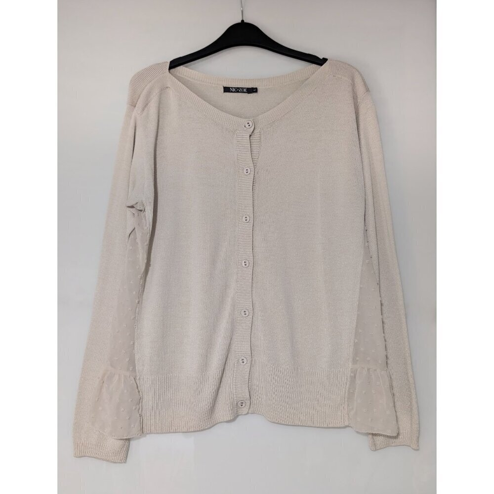 NIC+ZOE  | Side Peplum Cardigan In Cream